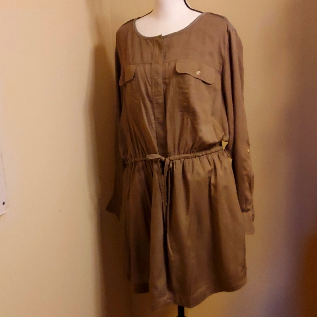 Lucky Brand Olive Green Relaxed Surplus Shirt Dress